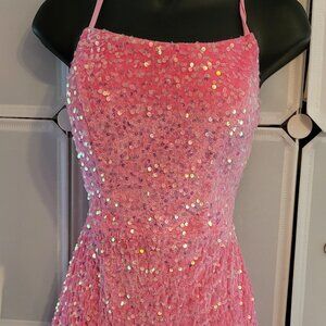 Hot Pink!  Sequin Cocktail Mini Dress